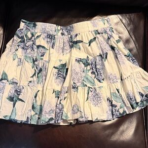 Mustard Seed White Mini Skirt with Blue Floral